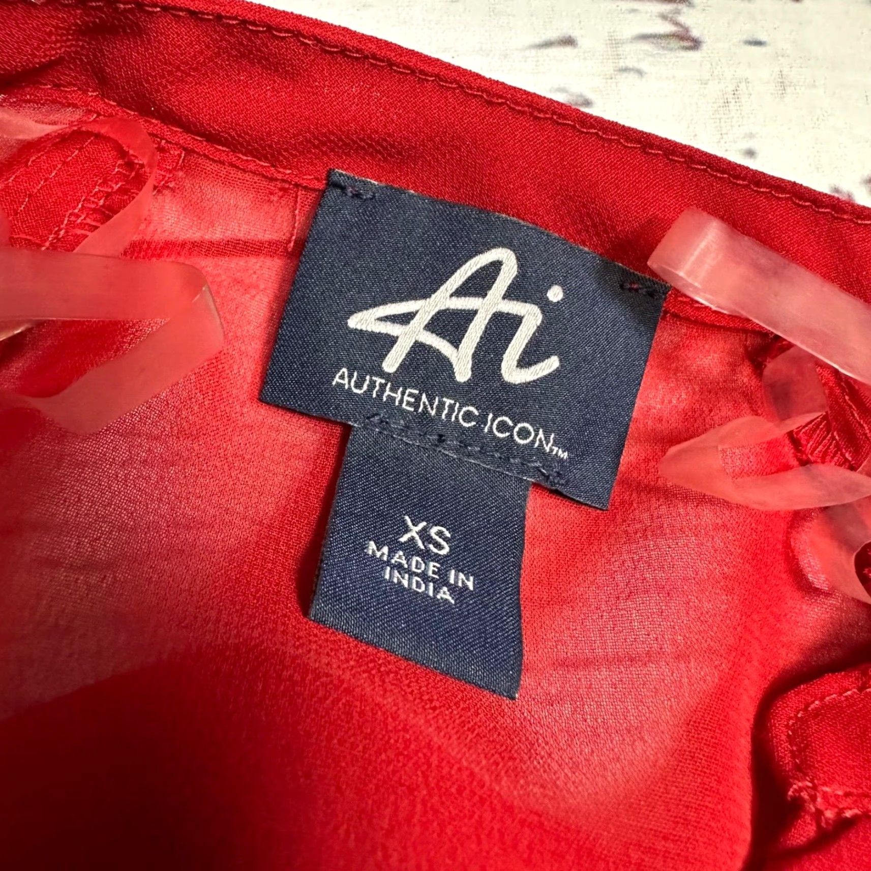 Vintage Authentic Icon Button-Up Shirt XS Red Women Embroidered Sheer Peasant Long Sleeve Size XS / US 0-2 / IT 36-38 - 7 Thumbnail