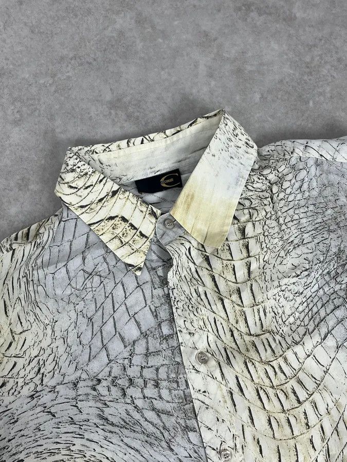 Just Cavalli SS2002 Cavalli Beige Crocodile Effect Abstract Shirt Size US S / EU 44-46 / 1 - 5 Thumbnail