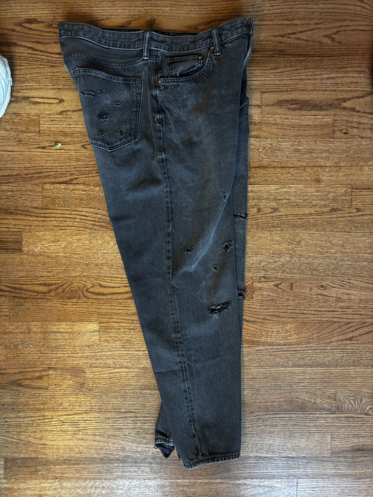 Japanese Brand × Vintage Distressed black baggy jeans Size US 36 / EU 52 - 4 Thumbnail