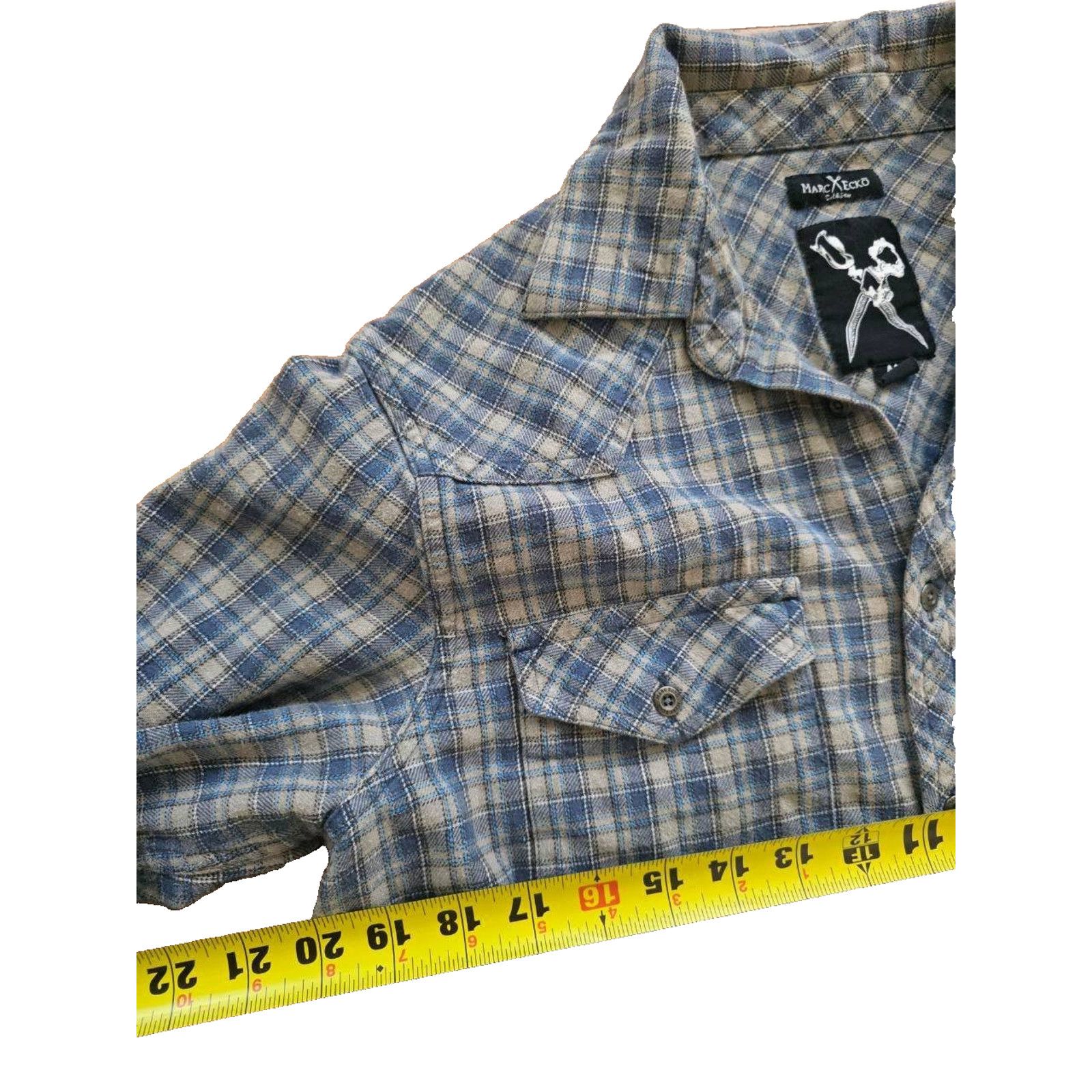 Marc Ecko Marc Ecko Medium Navy Plaid Long Sleeve medium A001237 Size US M / EU 48-50 / 2 - 7 Thumbnail