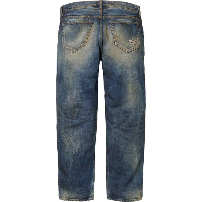 Supreme Supreme Distressed Loose Fit Selvedge Jean Washed Blue