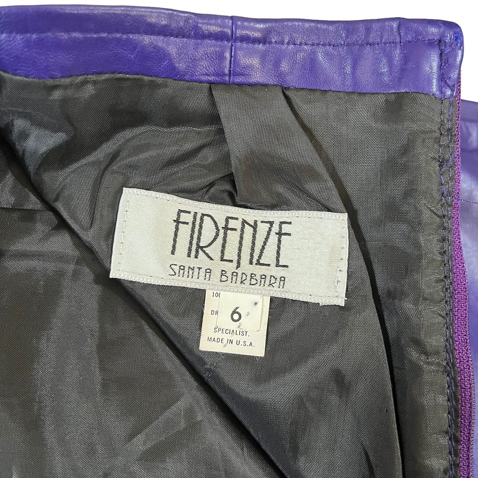 Firenze × Vintage Firenze Santa Barbara Purple High-Waist Leather Pencil Skirt Size 26" / US 2 / IT 38 - 5 Thumbnail