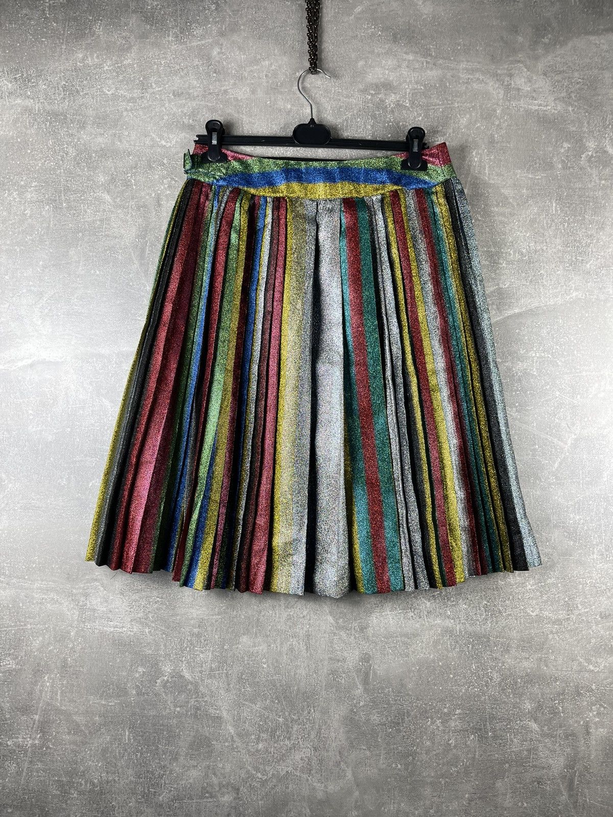 Other Marco de Vincenzo Glitter Multicolor Pleated Rainbow Skirt Size 30" / US 8 / IT 44 - 6 Thumbnail
