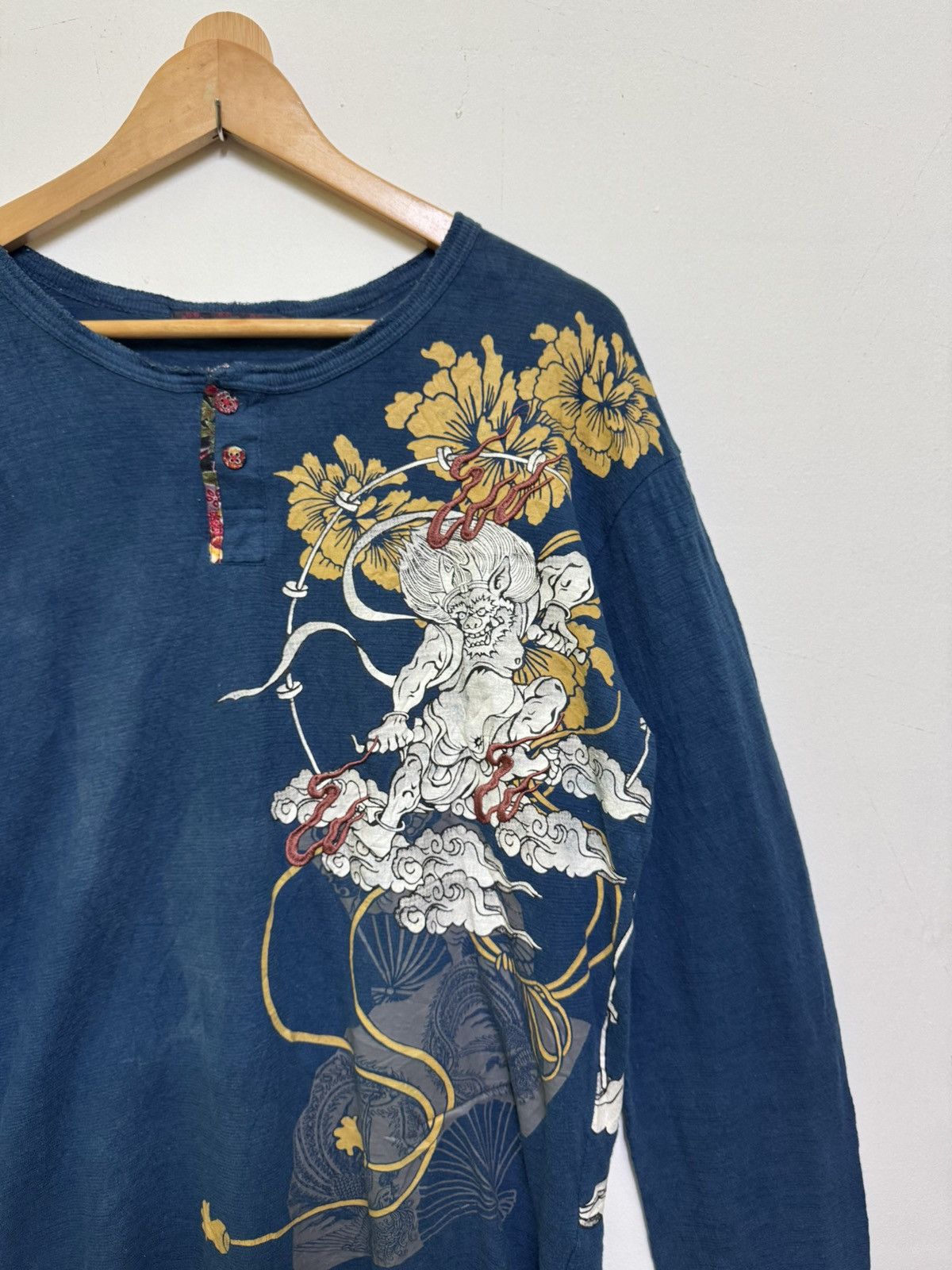 Japanese Brand Japanese Graphic Japanese God of Wind Faded Long Sleeve Size US M / EU 48-50 / 2 - 5 Thumbnail