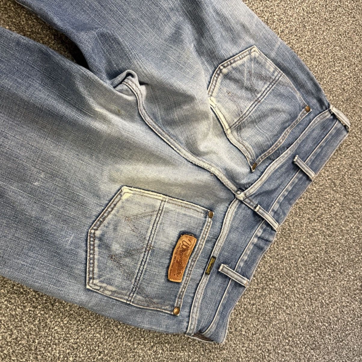 Japanese Brand 🔥 Vintage 80s Wide Leg Wrangler Faded Distressed Denim Size US 36 / EU 52 - 7 Thumbnail