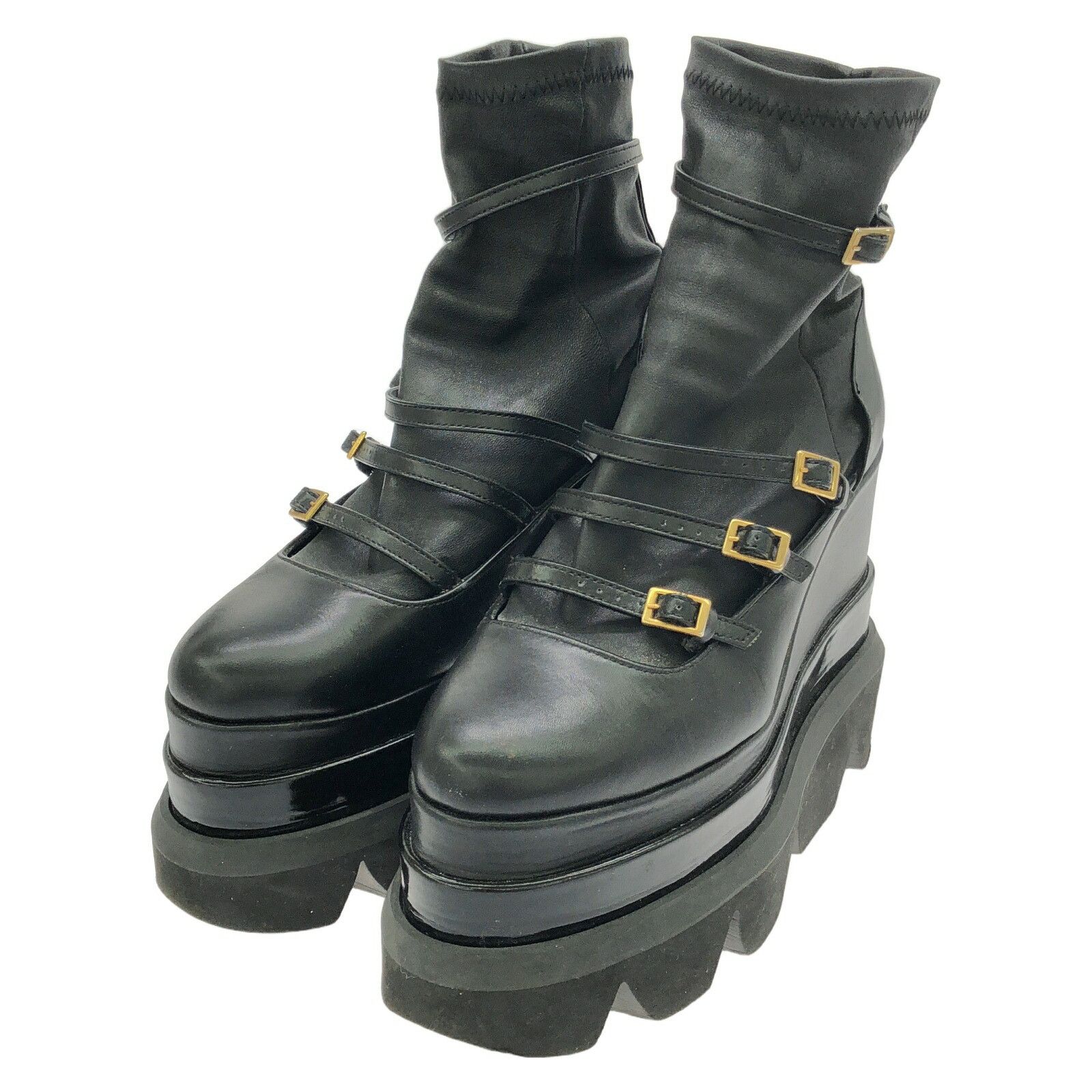 Sacai Sacai Platform Ankle Boots Leather Boots Leather Shoes in Black, Women's