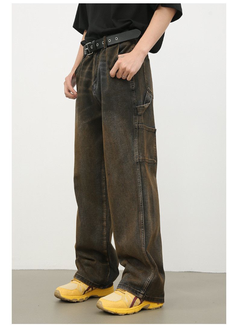 Japanese Brand × Jean Distressed washed men's loose straight high street jeans Size US 32 / EU 48 - 5 Thumbnail