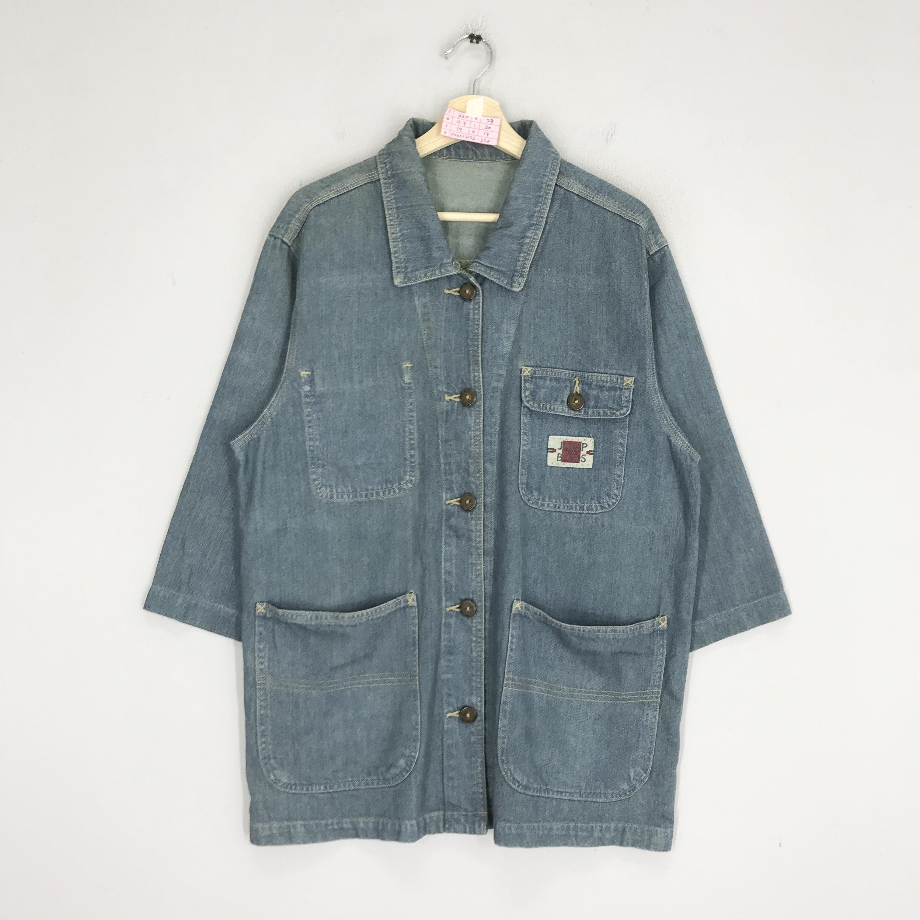 Japanese Brand Vintage 90s Denim Worker Jacket Four Pocket Frenchwork Blue Size US M / EU 48-50 / 2 - 1 Thumbnail