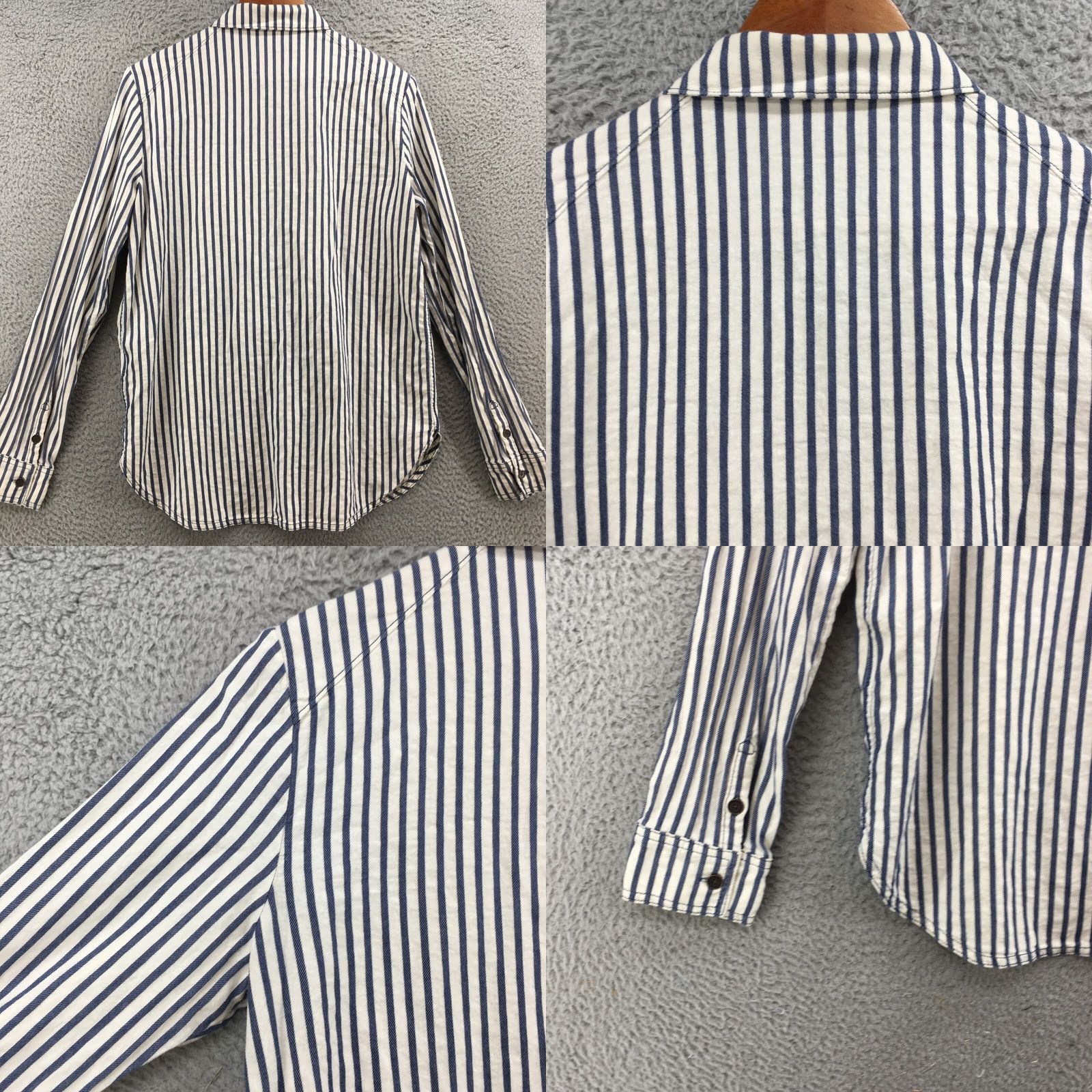 Paige Paige Long Sleeve Shirt Mens L Blue White Striped Button Down Front Pockets - China Size L Size US L / EU 52-54 / 3 - 9 Thumbnail