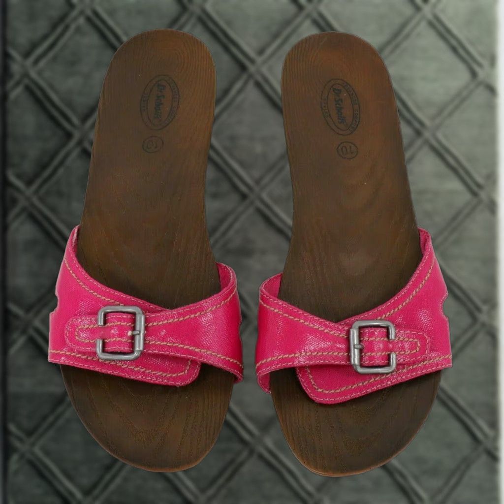 Dr. Scholl's Sandals Womens 10 Hot Pink Buckle Slip On Comfort