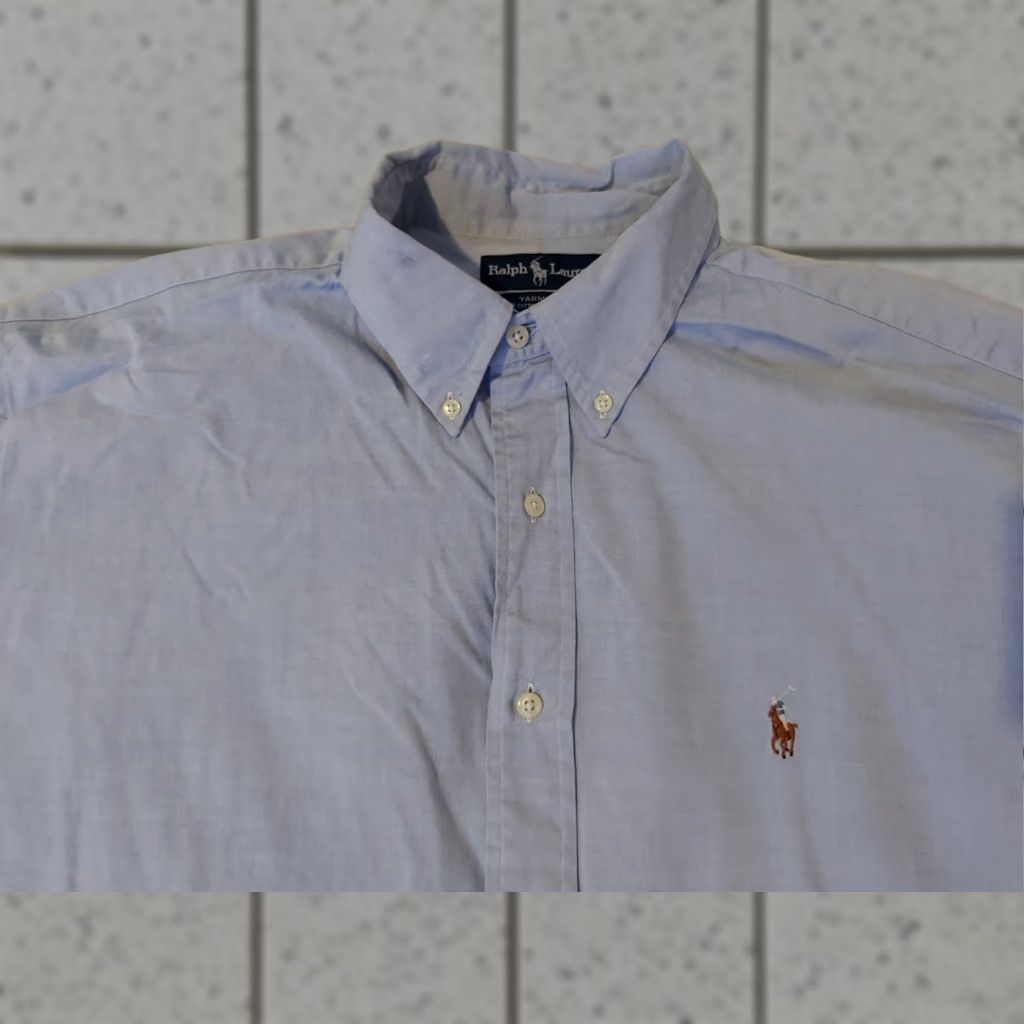 Polo Ralph Lauren Polo Ralph Lauren Shirt Mens Button-Up 17 34 35 Blue Cotton Long Sleeve Dress Shirt Size 46R - 1 Thumbnail