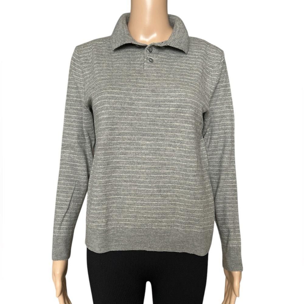 Polo Ralph Lauren Polo Ralph Lauren Grey Striped Long Sleeve Polo Shirt Size L Size L / US 10 / IT 46 - 1 Thumbnail