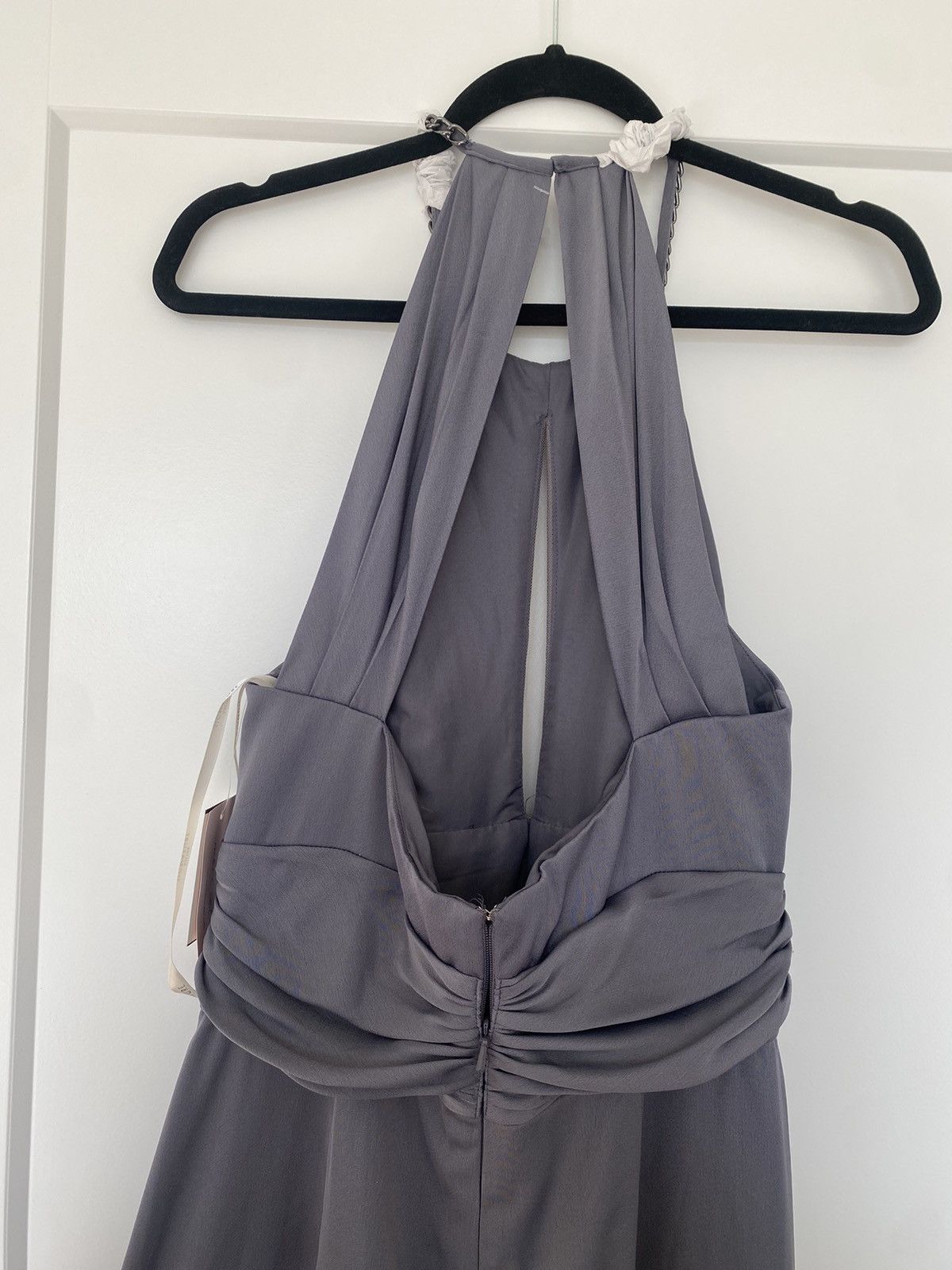 Designer Galina Signature bridesmaid Chain Halter Satin Sheath Dres Size M / US 6-8 / IT 42-44 - 9 Thumbnail