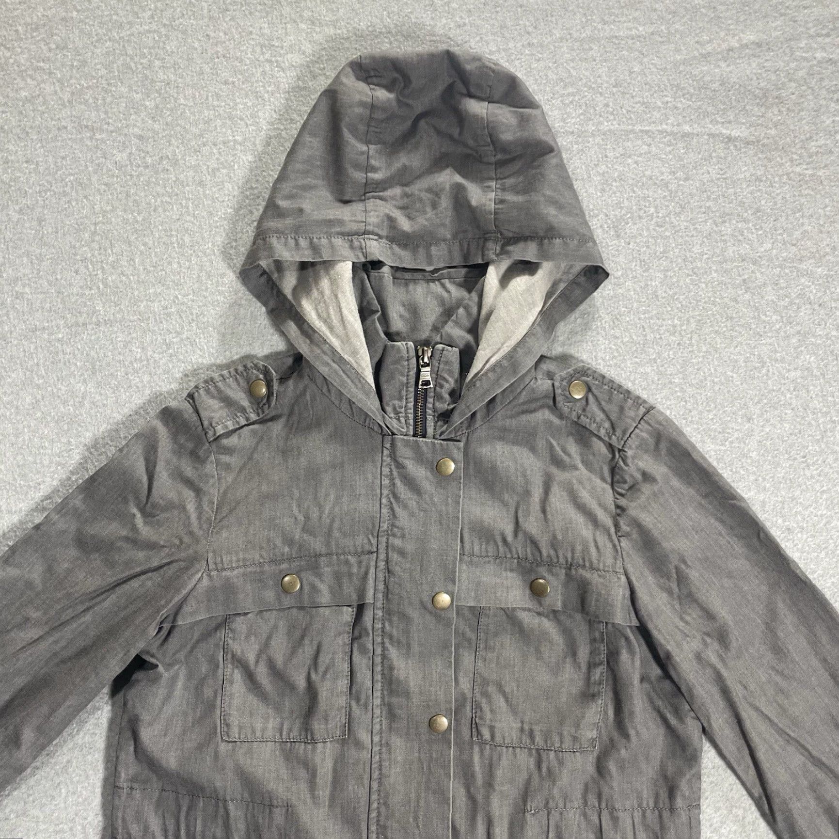 Banana Republic Banana Republic Jacket Chambray Hooded Coat XS Womens Full Zip Pockets Gray Military Style 90s Size XS / US 0-2 / IT 36-38 - 4 Thumbnail
