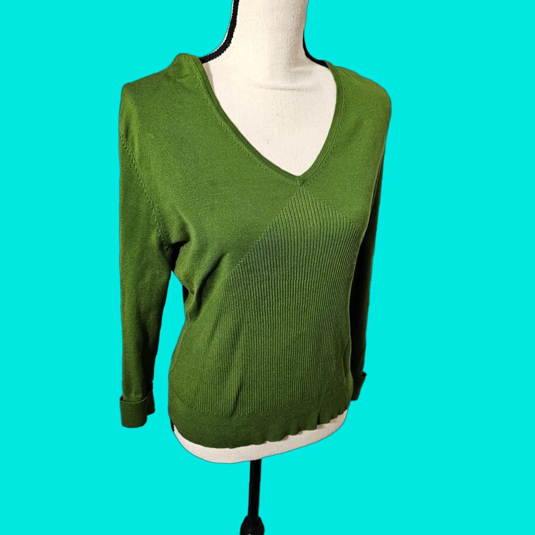 Vintage Vintage Spenser Jeremy Sweater Size L Green Knit Long Sleeve V-Neck Ribbed Size L / US 10 / IT 46 - 1 Thumbnail