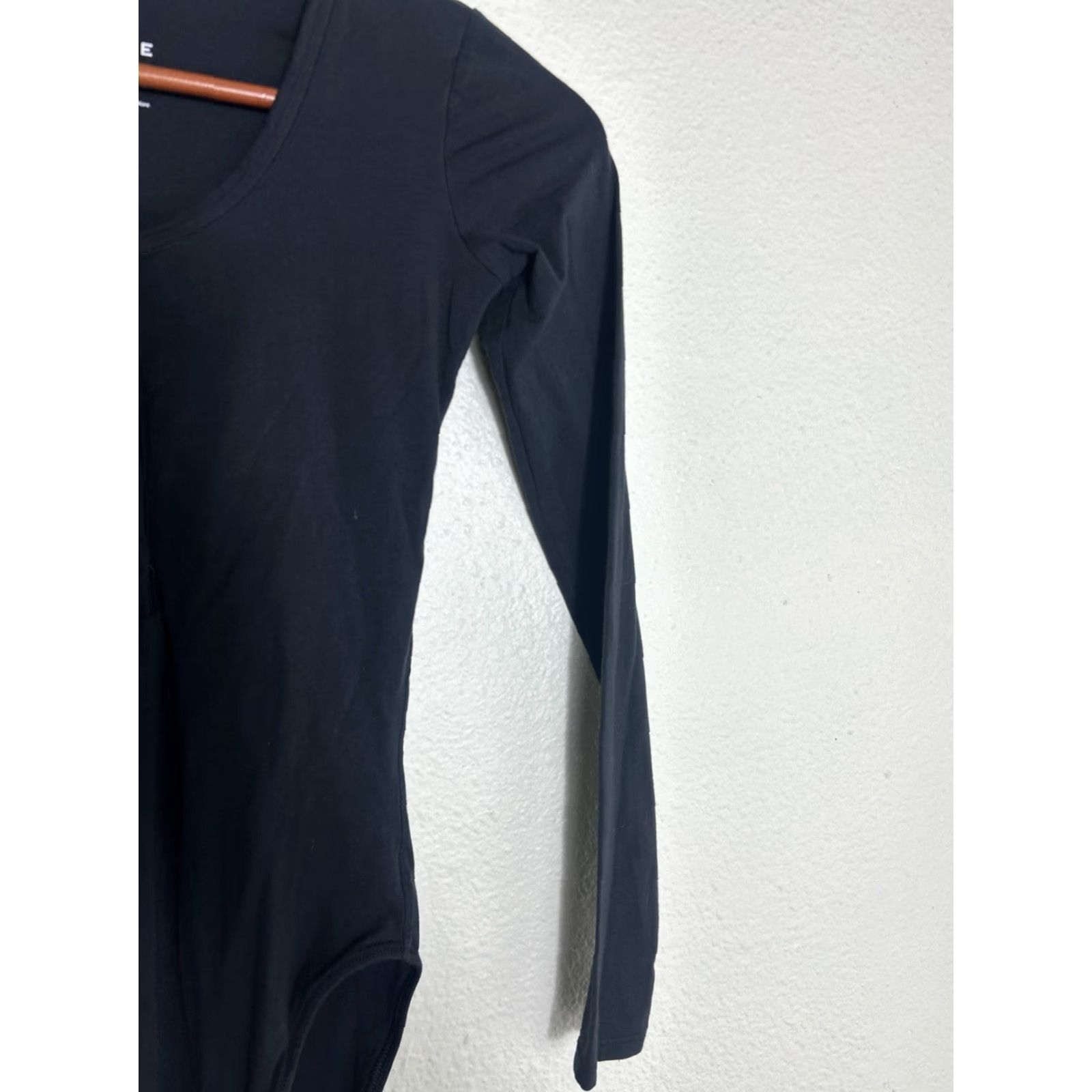 Everlane Everlane Bodysuit Shirt Woman XXS Black Henley Long Sleeve 1/2 Button Supima Cotton Size XXS / US 00 / IT 34 - 4 Thumbnail