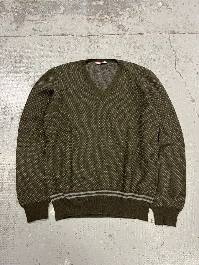 Prada 2000s Prada Olive Green V Neck Sweater Size US M / EU 48-50 / 2 - 1 Thumbnail