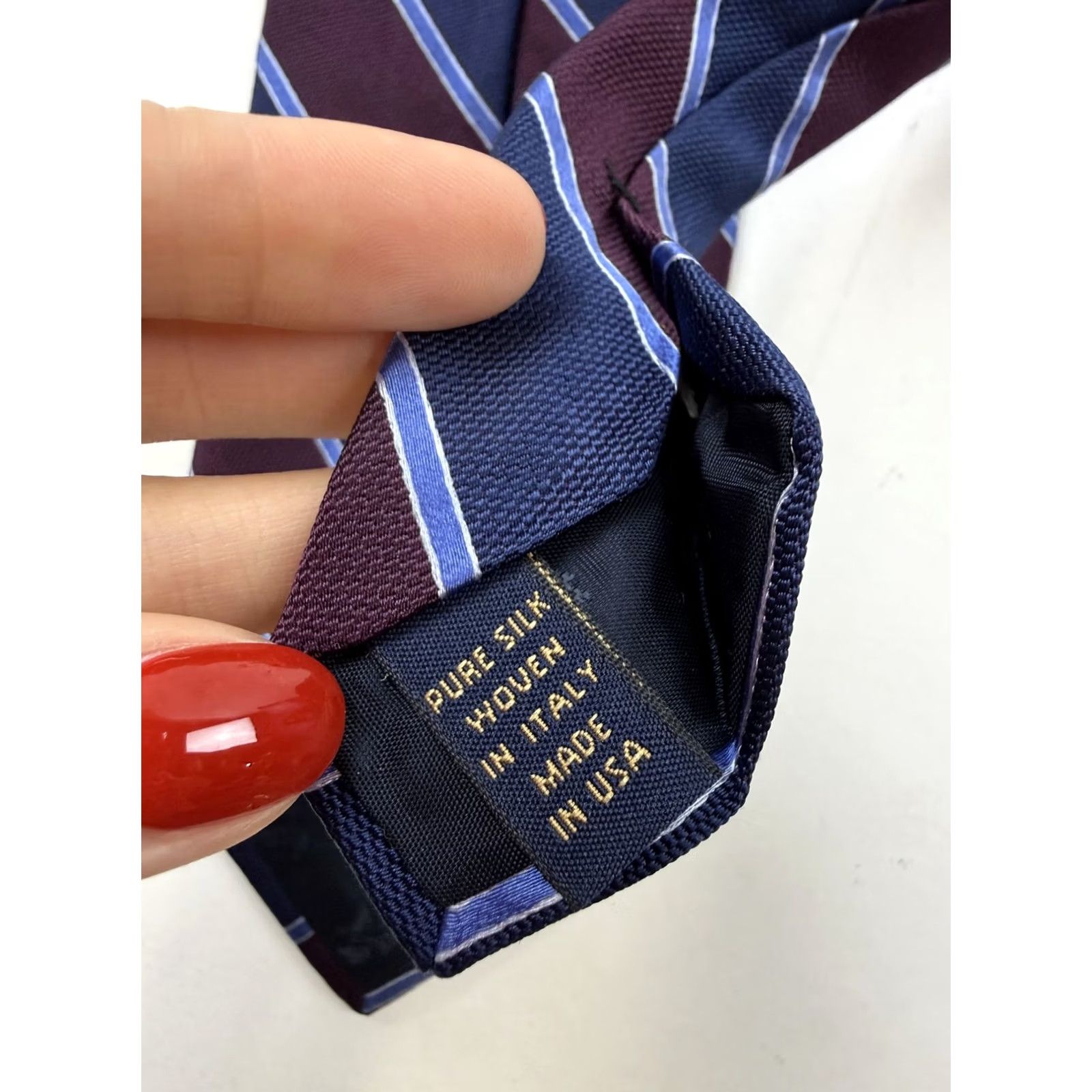 Brooks Brothers Brooks Brothers Makers Tie Mens One Size Blue Burgundy Silk Striped Made In USA Size ONE SIZE - 3 Thumbnail