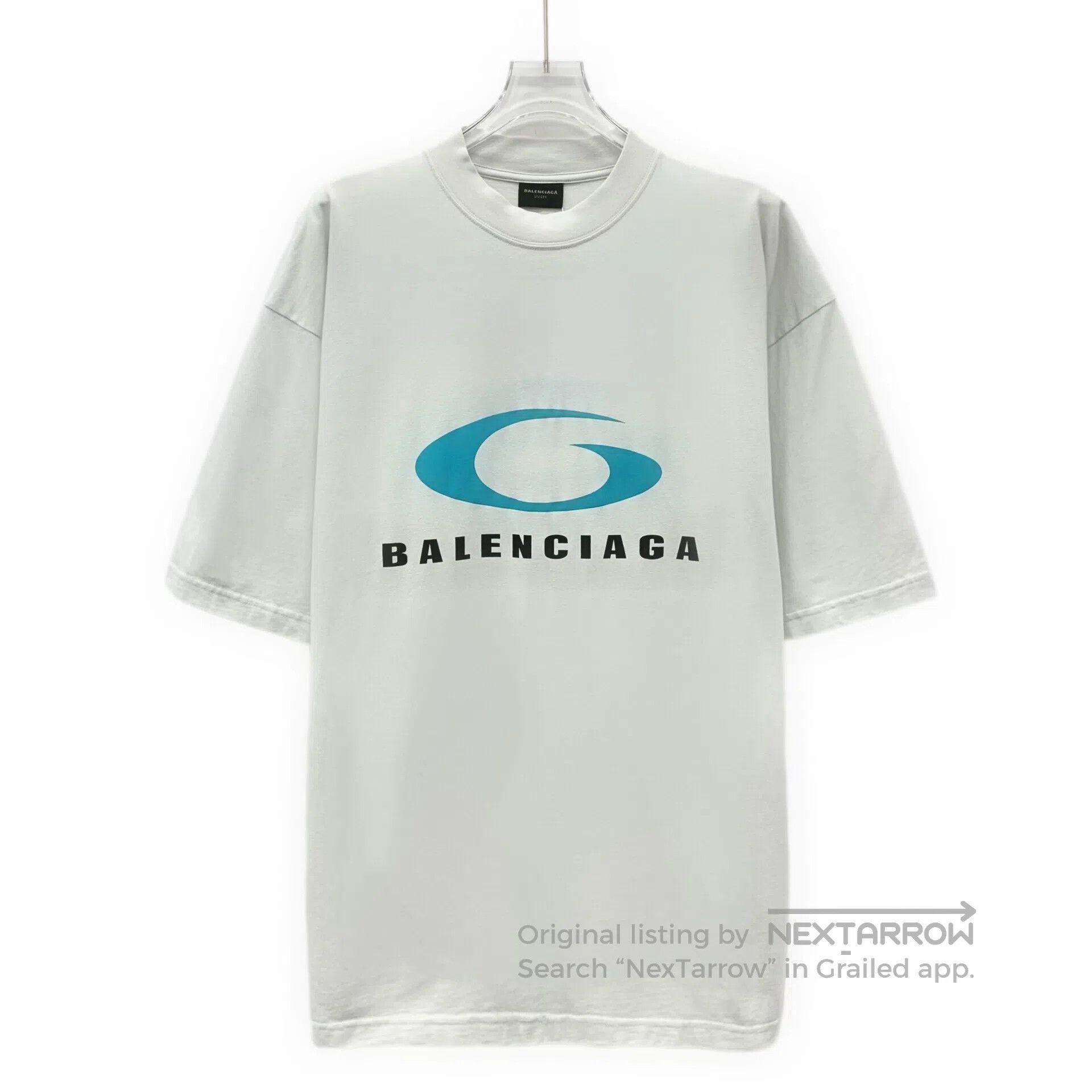 Balenciaga Balenciaga White logo lettered print cotton crew neck shor Size US M / EU 48-50 / 2 - 1 Thumbnail