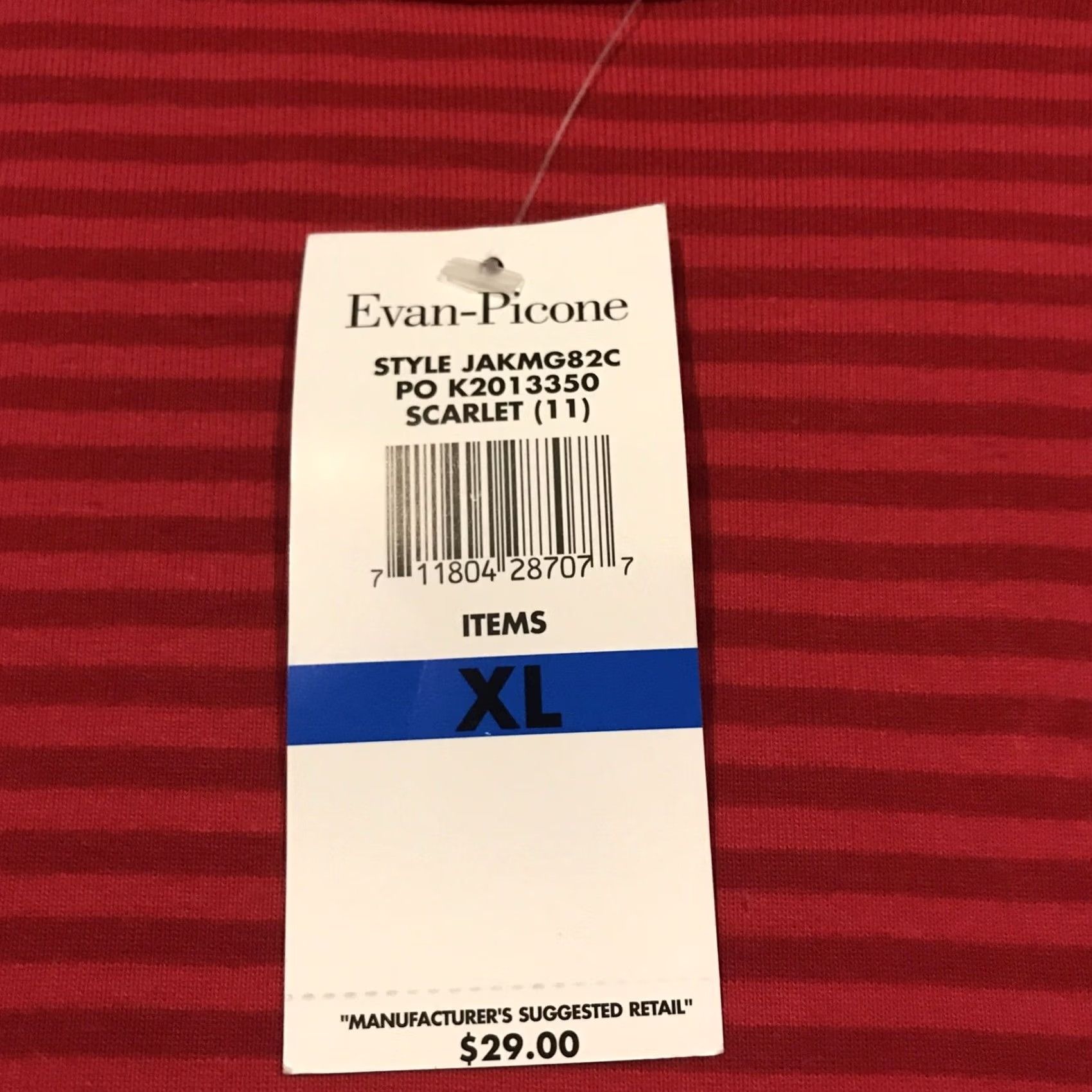 Evan Picone Evan Picone Womens XL Red Striped Sweater Cotton Nwt A24 Size XL / US 12-14 / IT 48-50 - 2 Thumbnail