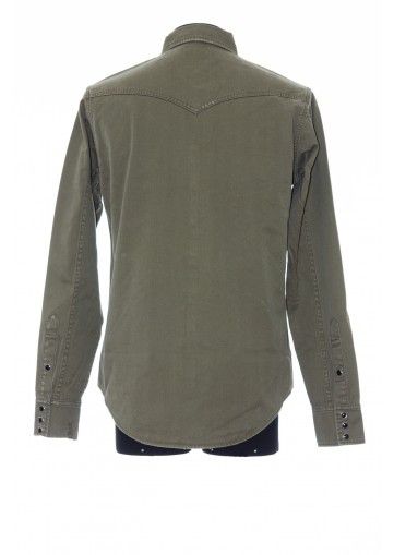 Saint Laurent Paris o1bcso1str0924 Distressed Classic Shirt in Khaki Size US S / EU 44-46 / 1 - 2 Thumbnail