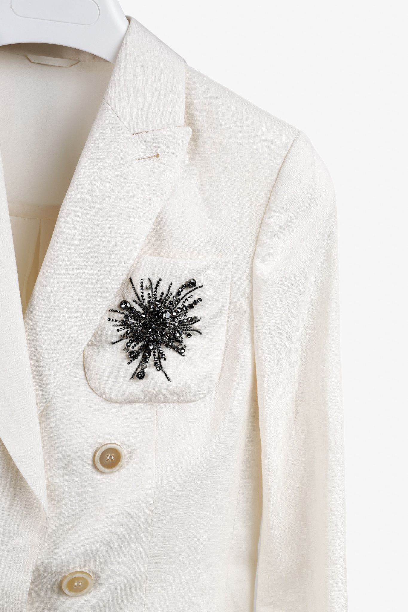 Brunello Cucinelli Brunello Cucinelli SS17 Linen Crystal Double-Breasted Blazer Size S / US 4 / IT 40 - 4 Thumbnail