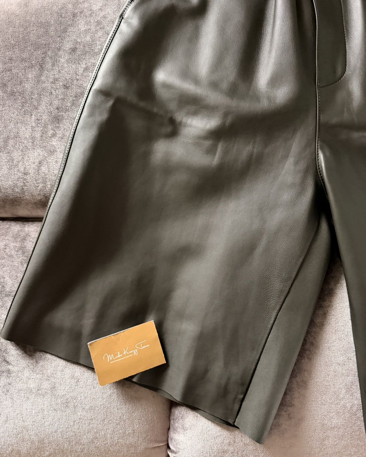 AMI New ! $1160 Ami Paris Dark Olive Green Lamb Leather Bermudas Size US 32 / EU 48 - 4 Thumbnail