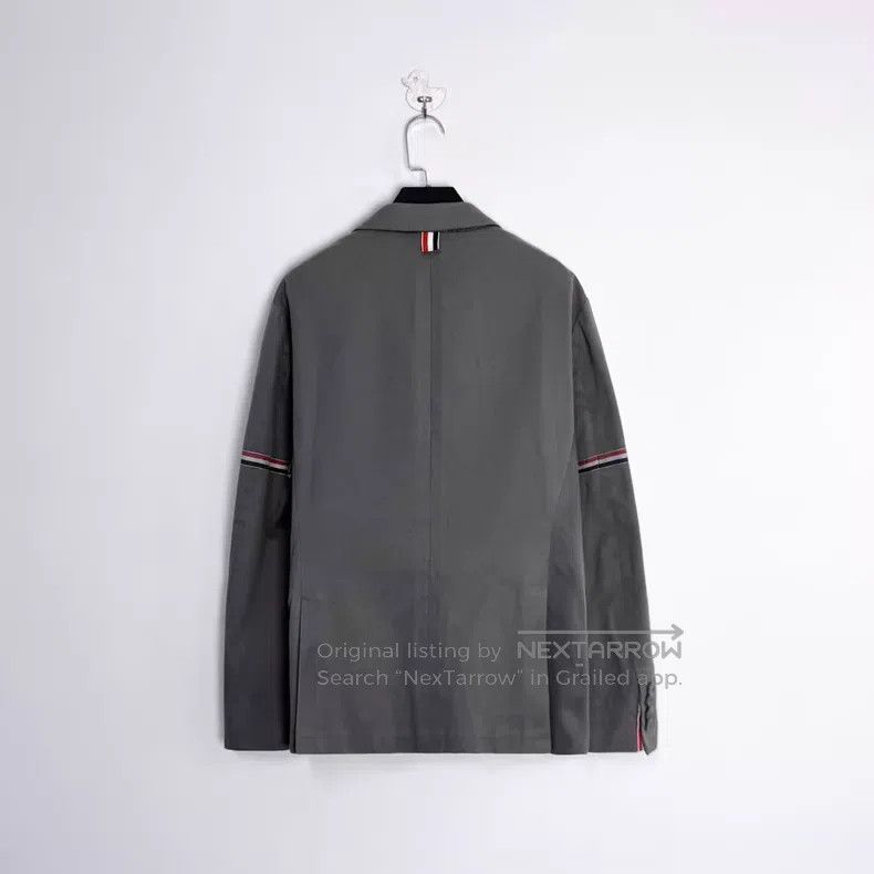 Thom Browne Thom Browne Dark Gray Gun Collar Double Sleeve Patch Strip Size US L / EU 52-54 / 3 - 2 Thumbnail