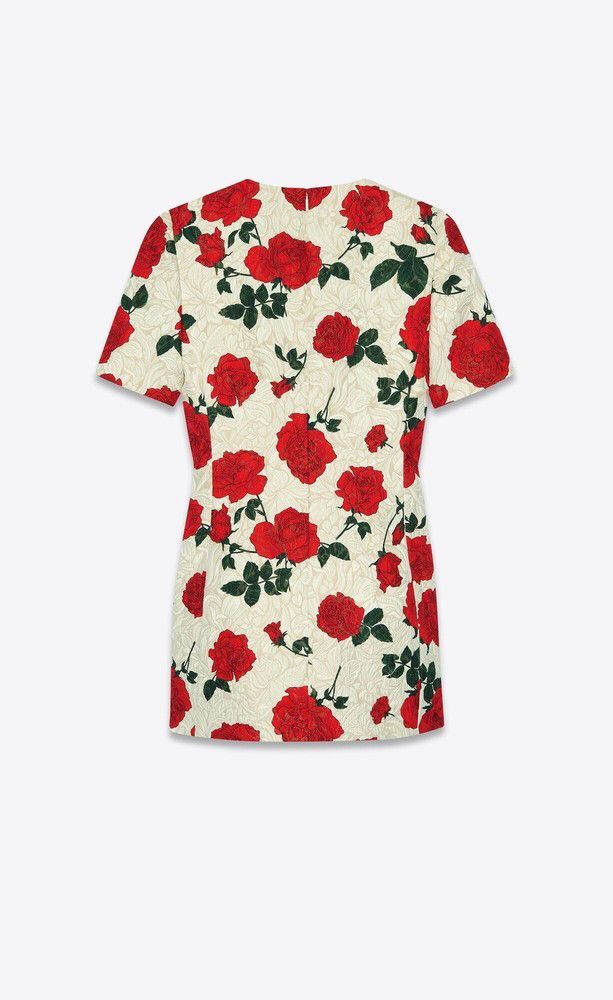 Saint Laurent Paris o1la1rc1a0425 700536 Dress in Rose Jersey in Multicolor Size L / US 10 / IT 46 - 2 Thumbnail