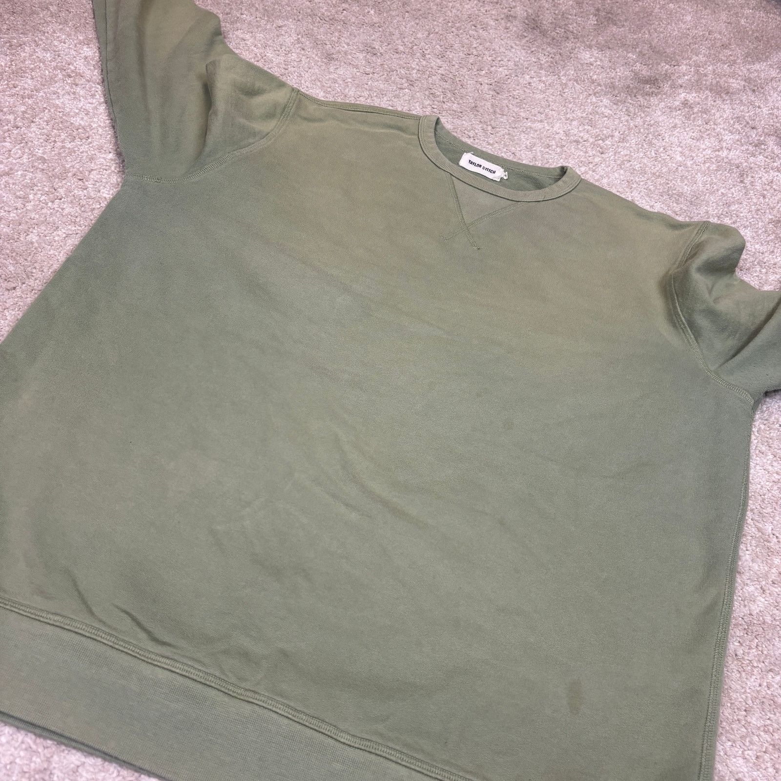 Taylor Stitch Taylor Stitch Pullover Sweatshirt Faded Green Men's XL Baggy Size US M / EU 48-50 / 2 - 9 Thumbnail