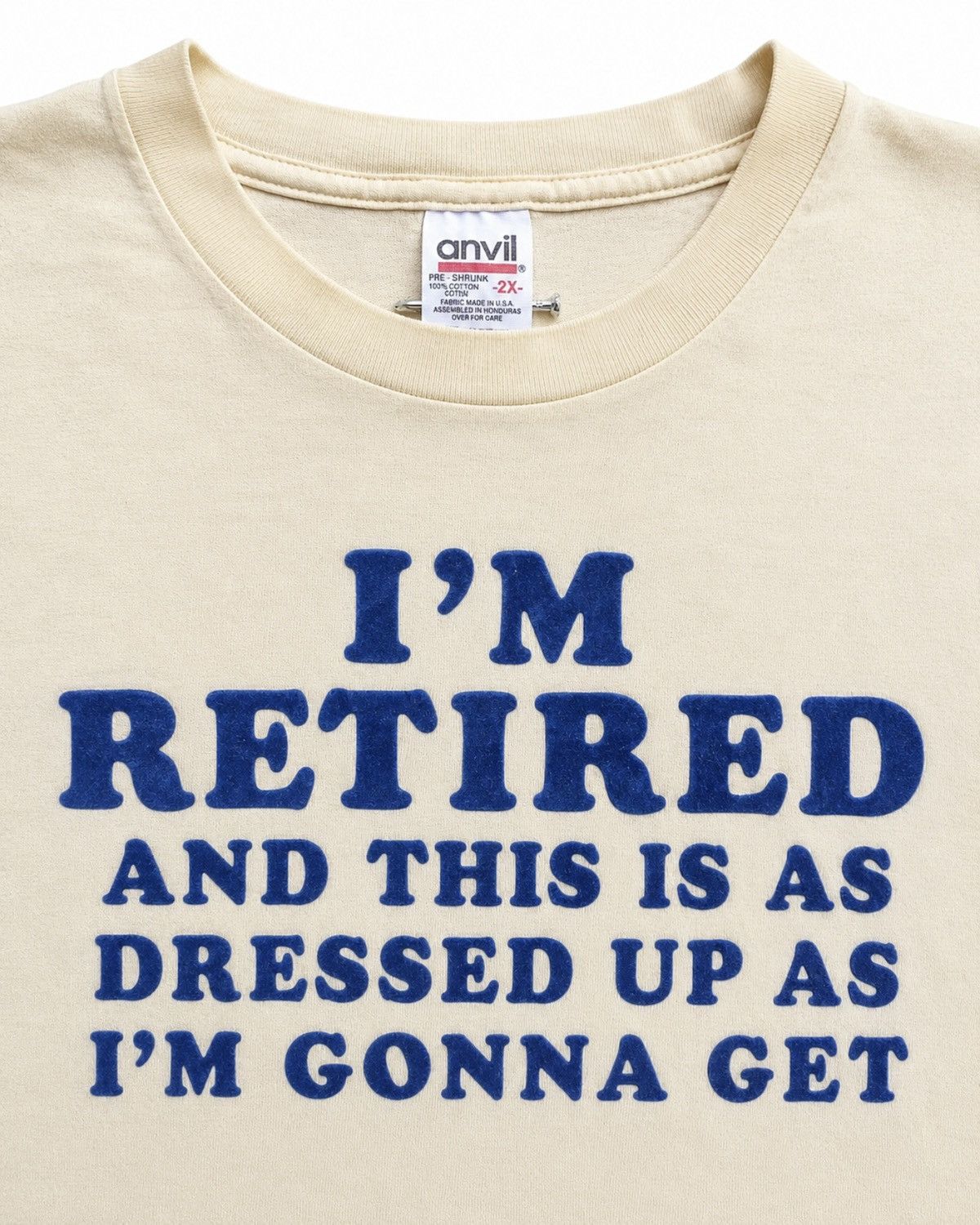Vintage “I’m Retired…” Puff Print T-Shirt (Anvil Tag) Size US XXL / EU 58 / 5 - 3 Thumbnail