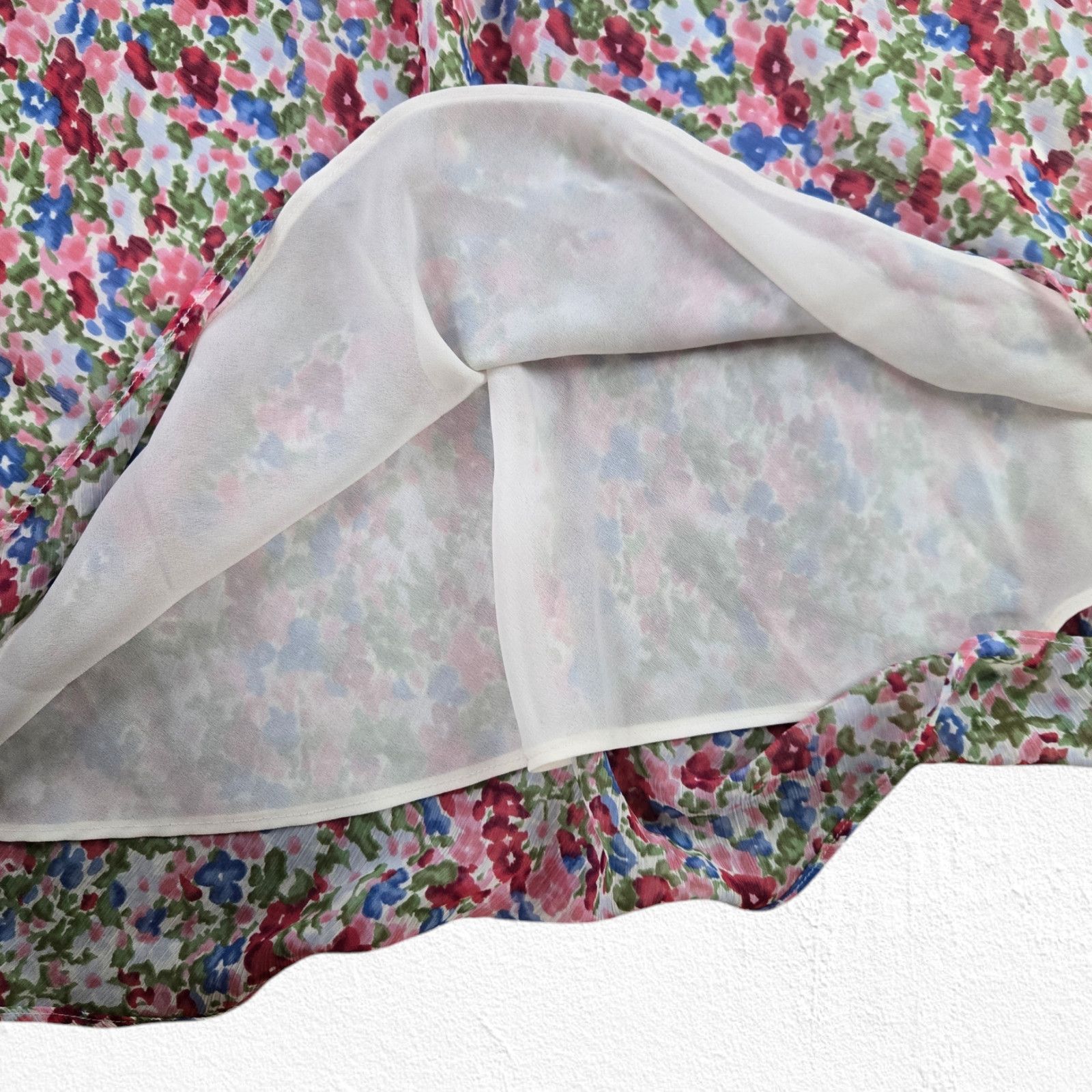 Other Y2K Pink White Floral Chiffon Midi Skirt Size 1X Size 38" / US 16 / IT 52 - 5 Thumbnail