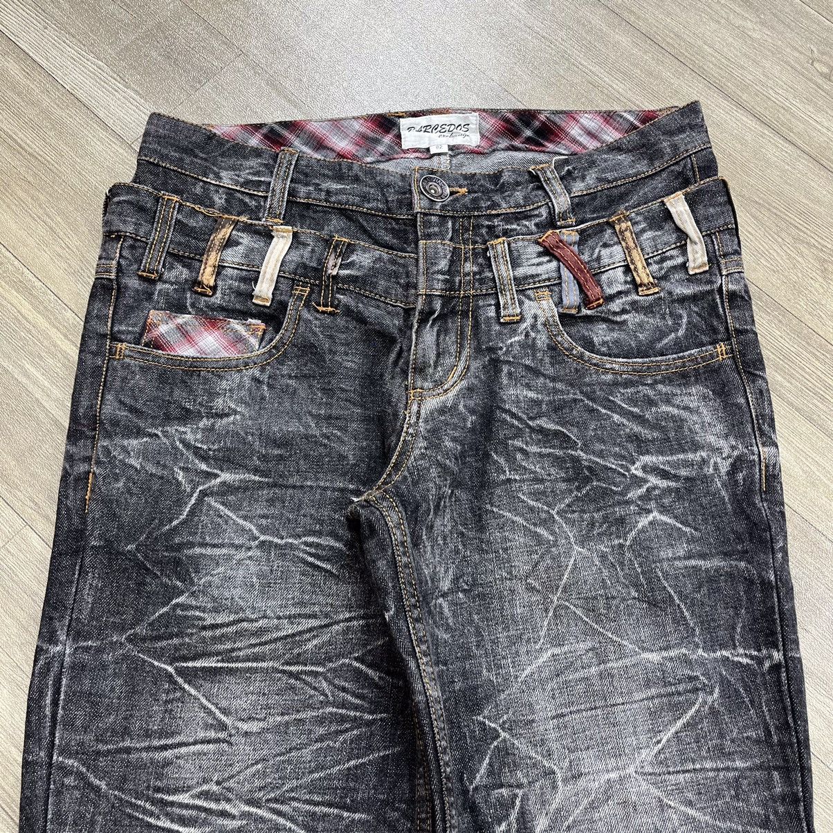 Japanese Brand Destroyed Y2K Barcedos Double Waist Lightning Design Jeans Size US 31 - 2 Thumbnail