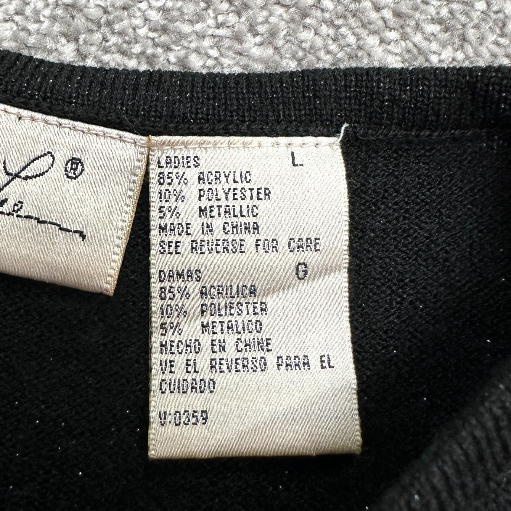 Lee Kathie Lee Vintage Black Metallic Knit Short Sleeve Sweater Womens Large Size L / US 10 / IT 46 - 5 Thumbnail