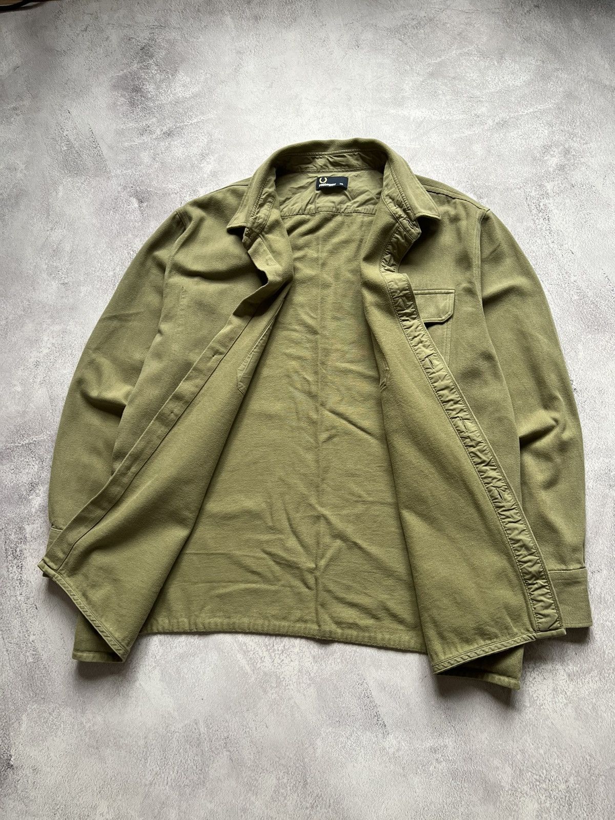 Fred Perry Fred Perry Twill Overshirt Warm Stone Khaki Mens XXL Size US XXL / EU 58 / 5 - 7 Thumbnail
