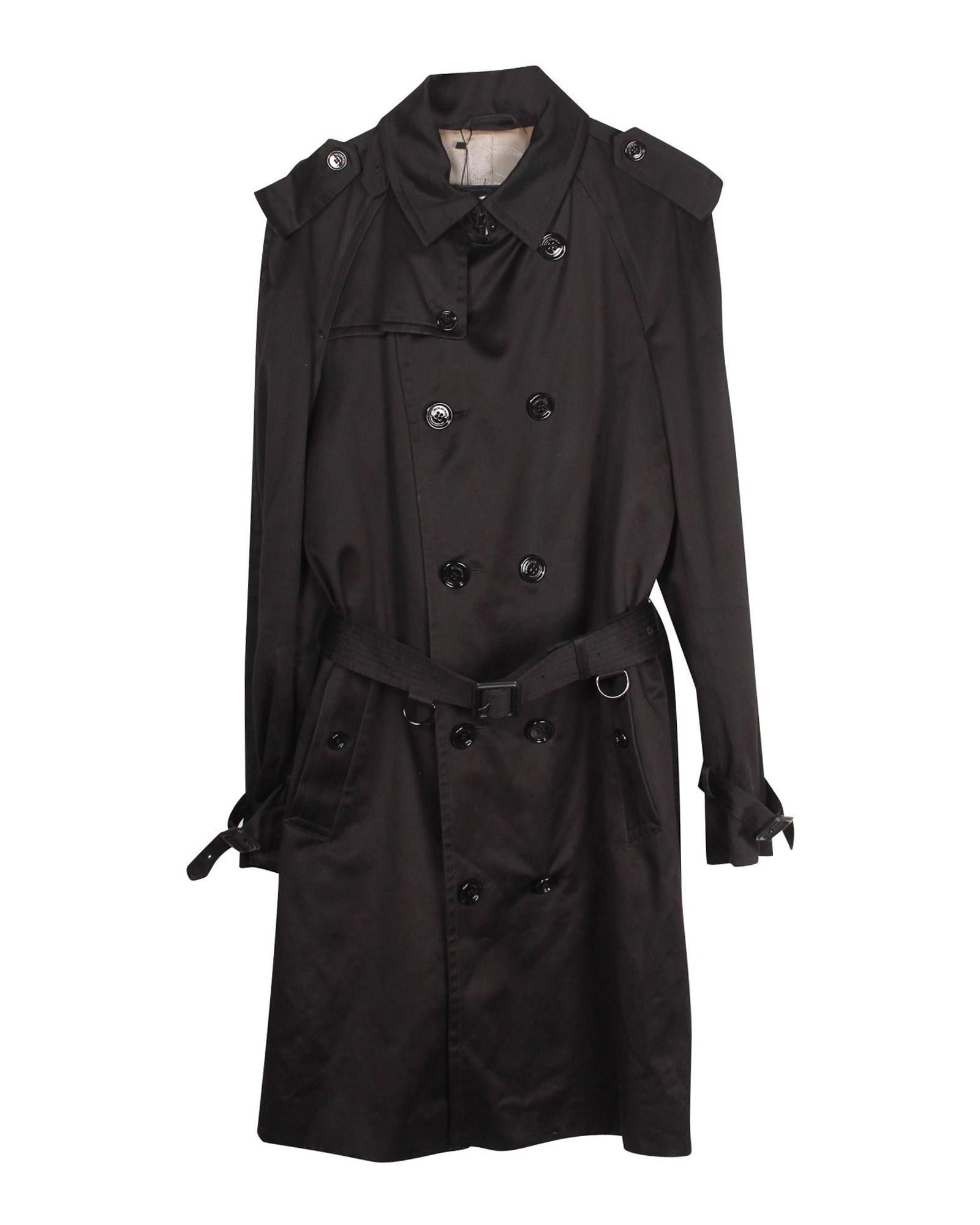 Image of Burberry Double-Breasted Cotton Trench Coat in Black, Men's (Size Small)