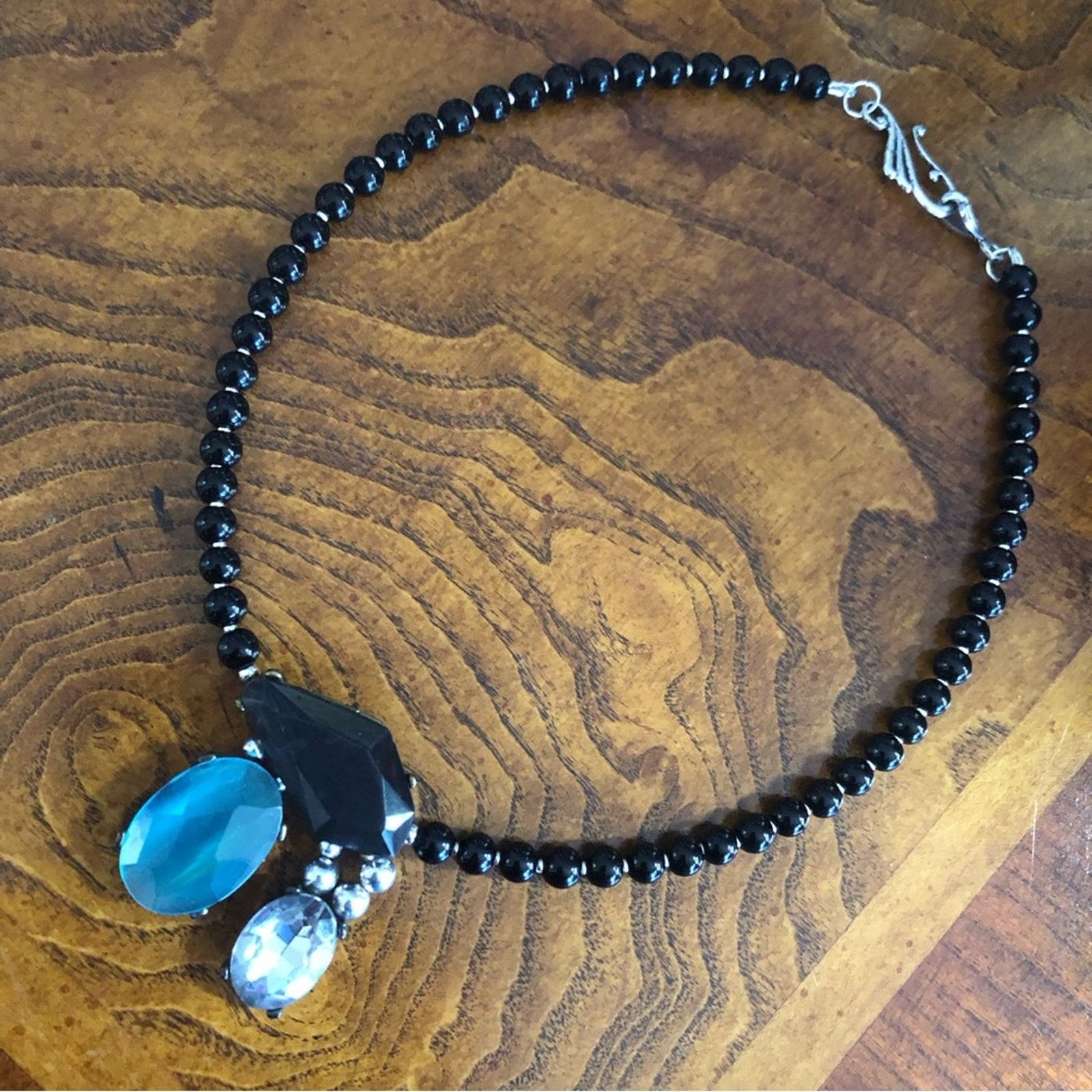 Handmade Handcrafted repurpose faceted stone Pearl necklace Size ONE SIZE - 8 Thumbnail