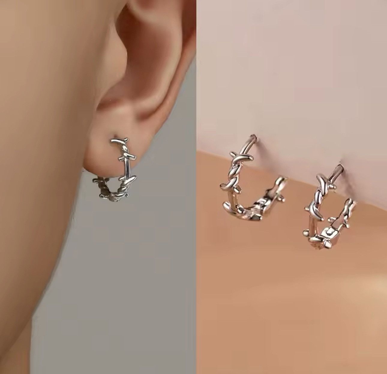 Jewelry Gothic Punk Thorns Hoops Earring 1 pair Size ONE SIZE - 2 Thumbnail