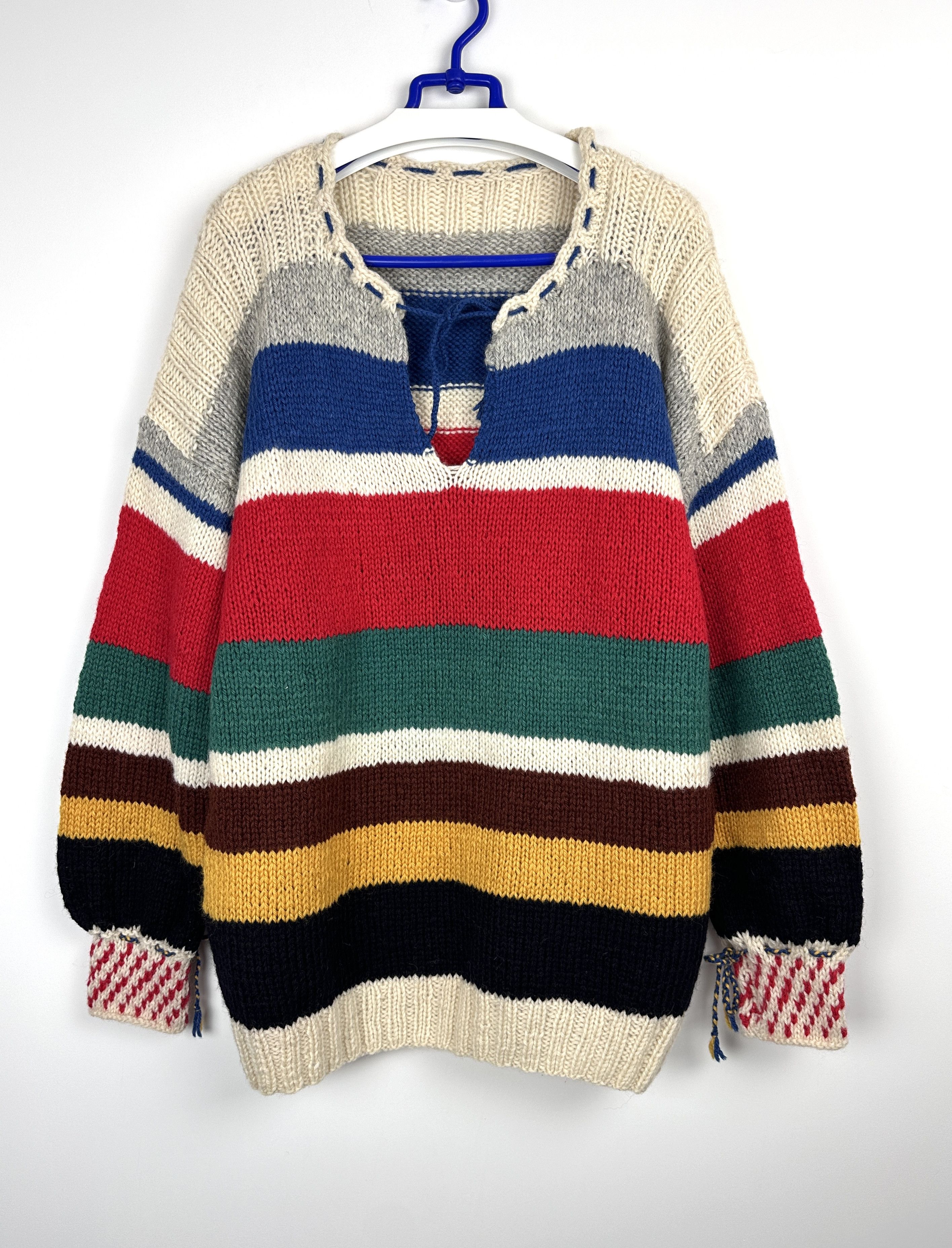 Vintage Vintage HANDMADE woolen sweater jumper hippie XXL Size US XXL / EU 58 / 5 - 1 Thumbnail