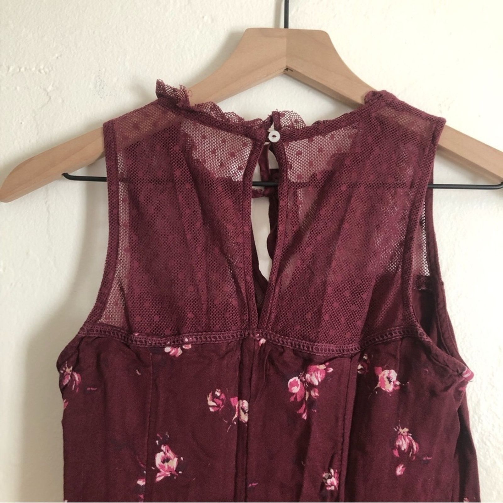 Hollister Hollister Red Fit and Flare Floral Lace Sheer Mini Dress Size XS / US 0-2 / IT 36-38 - 8 Thumbnail