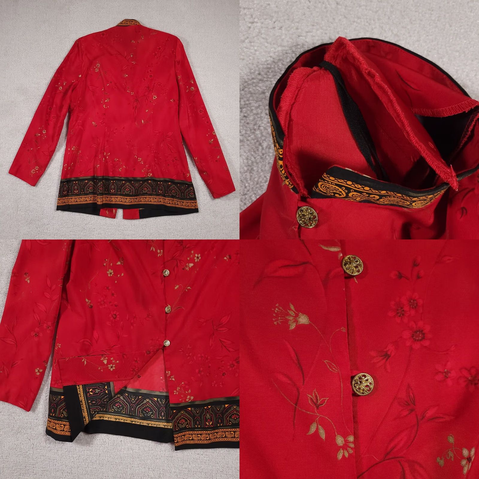 Vintage VINTAGE Karin Stevens Kimono Shirt Button Up Women's 12 Tall Red Floral Poly Shirt Womens Tall Red Floral 12T Ladies Kimono Button-Up Size XL / US 12-14 / IT 48-50 - 8 Thumbnail