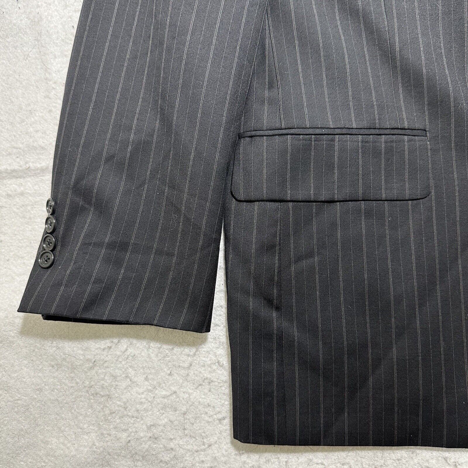 Tasso Elba Tasso Elba 38R Super 110's Wool Suit Jacket Gray Striped Size 38R - 5 Thumbnail