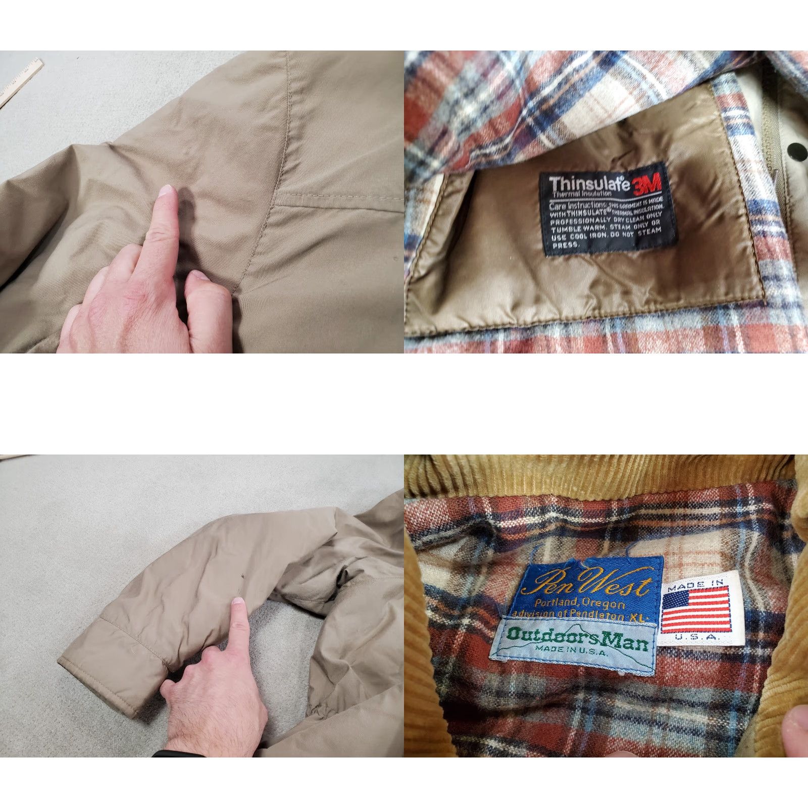 Pendleton VINTAGE Pendleton Jacket Mens XL Beige Wool Lined Coat Field Chore Military Jacket 80s 90s Outdoorsman Pockets Mens Size US XL / EU 56 / 4 - 9 Thumbnail