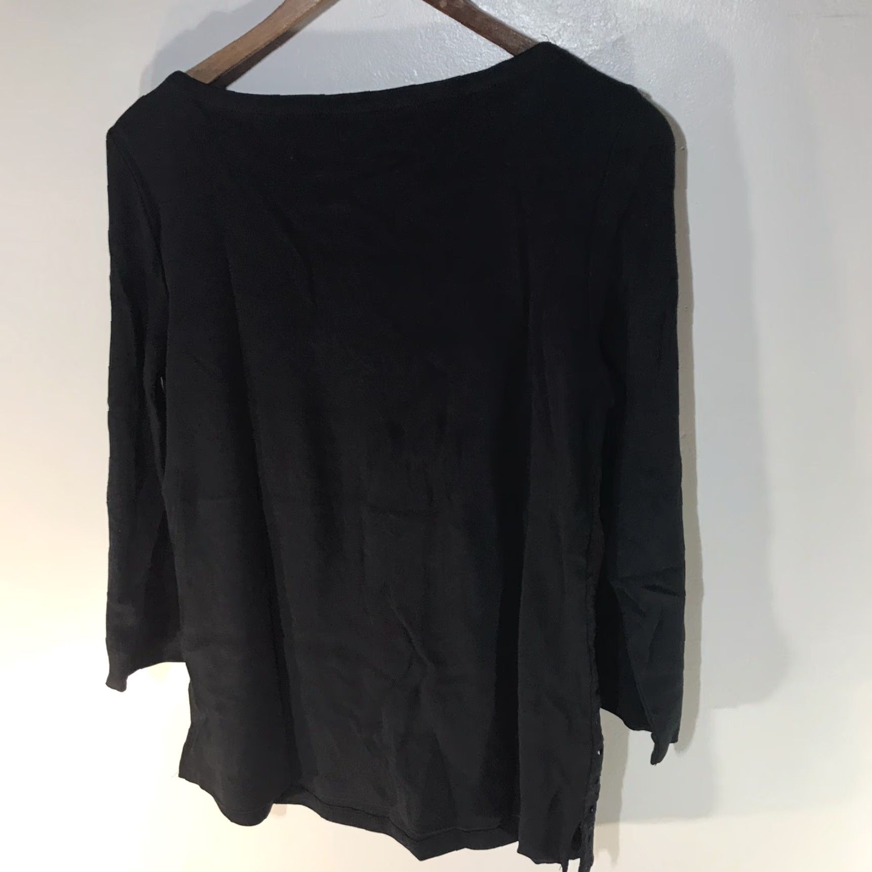 Vintage Rafaella Black Crochet Lined Blouse Womens Size M 3/4 Sleeve Casual Bohemian Classic Size M / US 6-8 / IT 42-44 - 5 Thumbnail