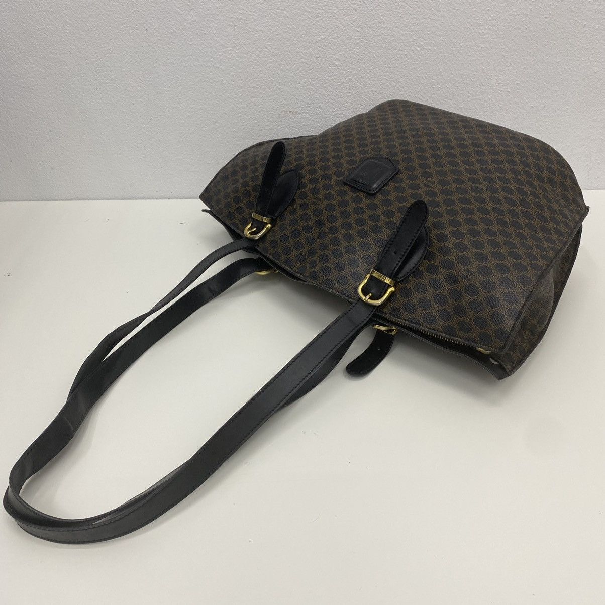 Celine ‼️LASTDROP‼️ VINTAGE CELINE MACADAM SHOULDER BAG BLACK CLOTH Size ONE SIZE - 18 Thumbnail