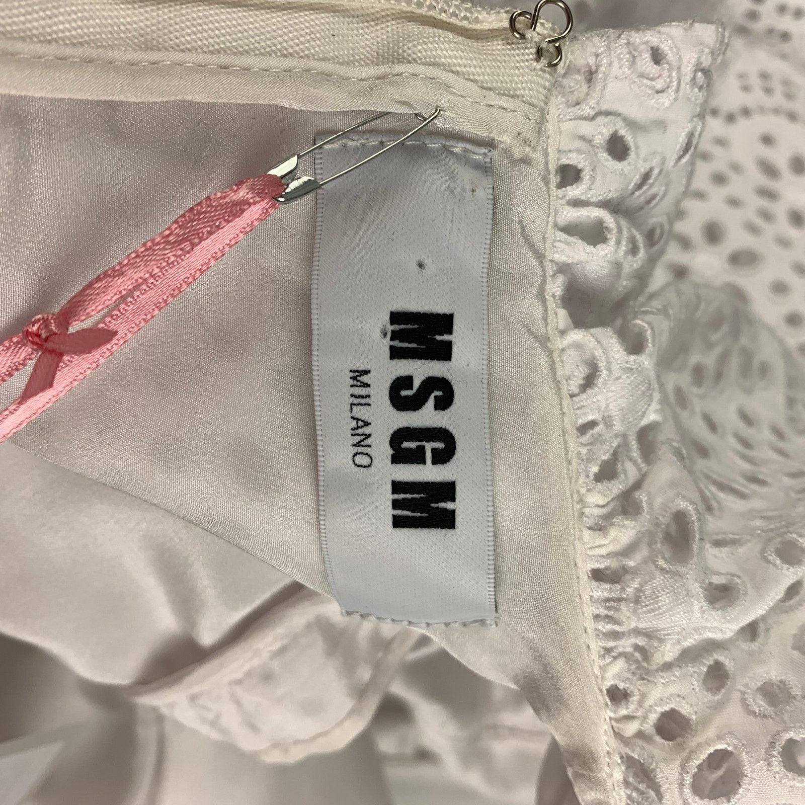 MSGM MSGM Size 4 White Cotton Eyelet Ruffle Dress Size S / US 4 / IT 40 - 6 Thumbnail