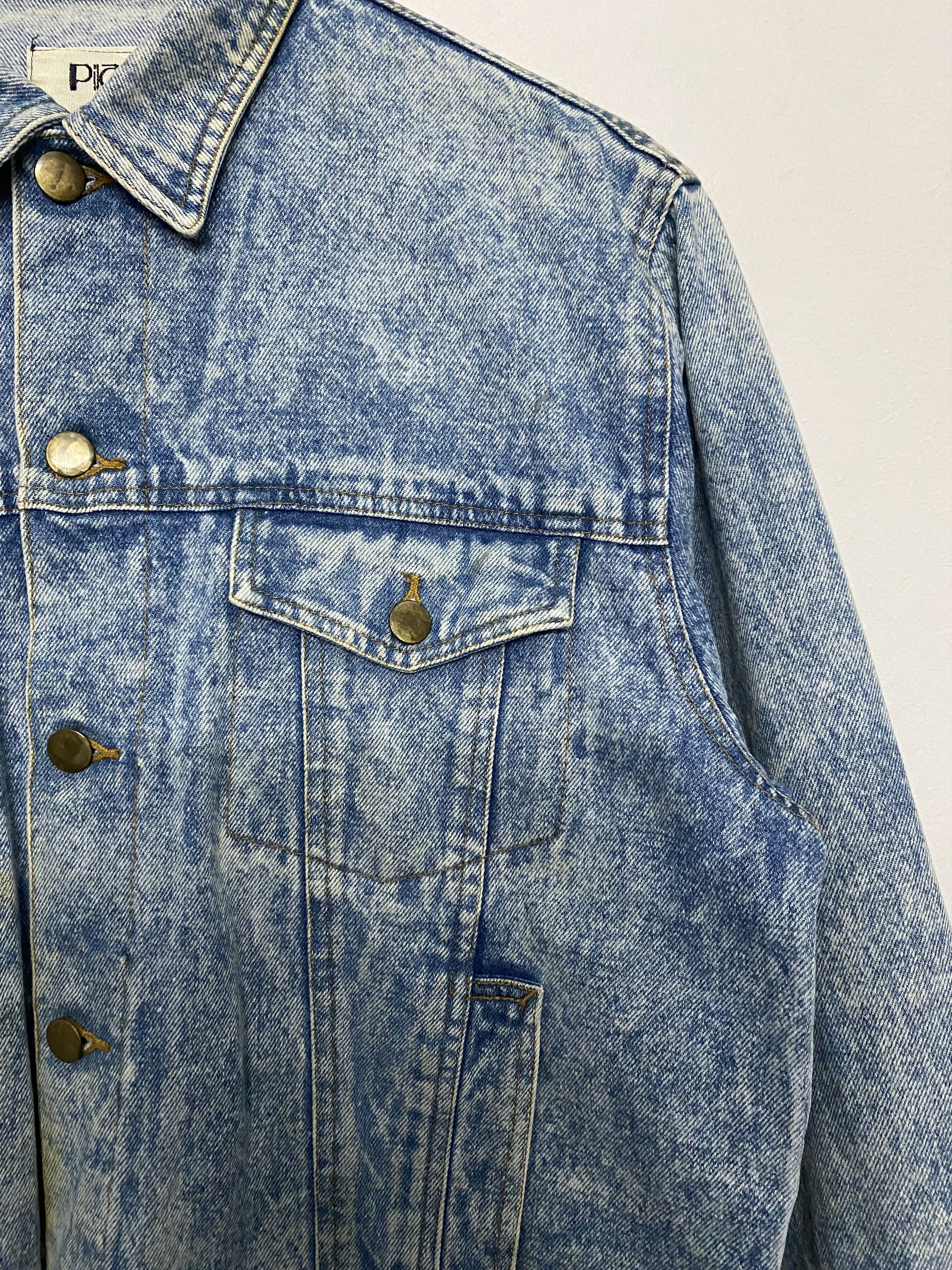 Vintage 80s Japanese PIA Acid Wash Denim Trucker Jacket Size US L / EU 52-54 / 3 - 8 Thumbnail