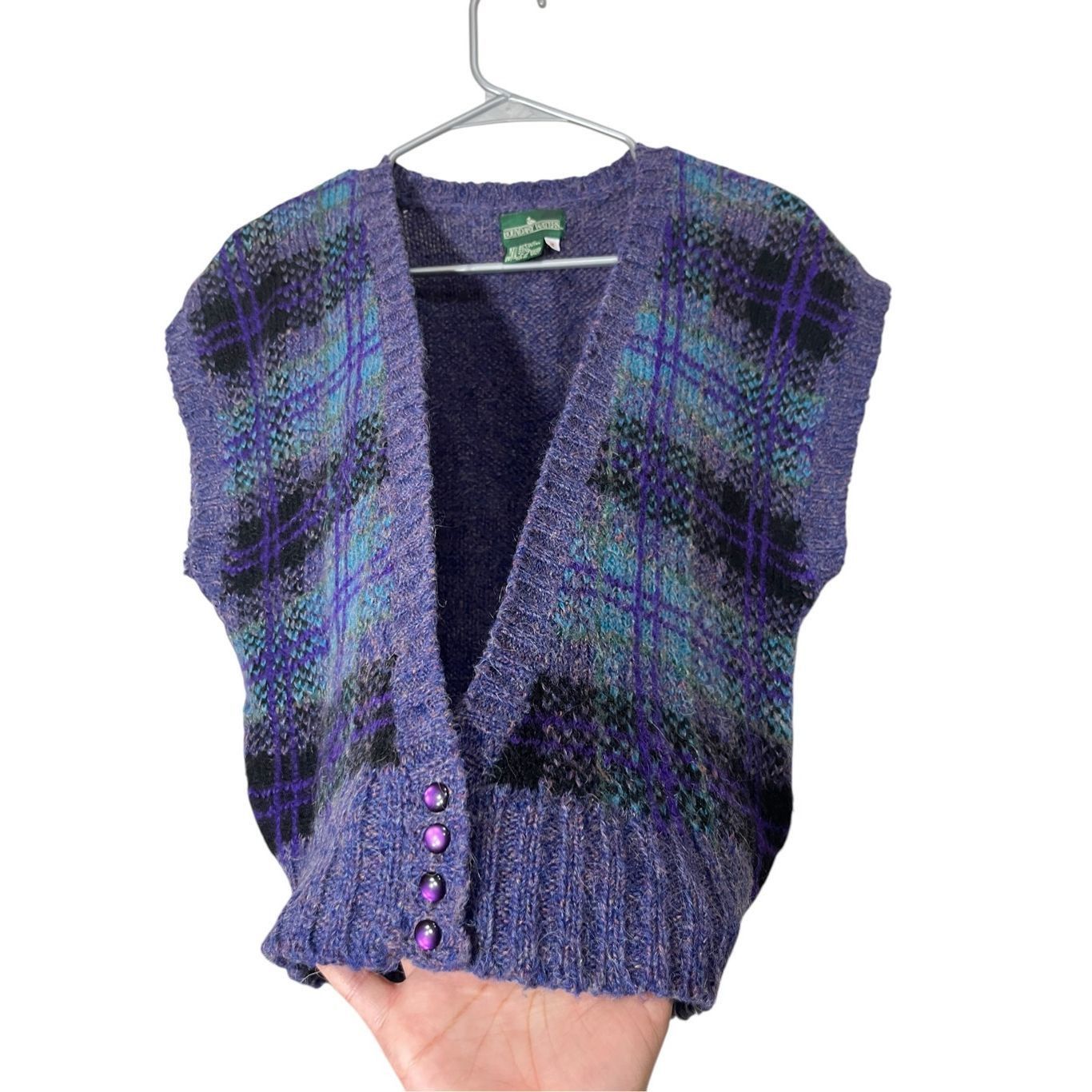 Other Vintage Boundary Waters Sweater Vest Cardigan Purple/blue Plaid Wool Blend M Size M / US 6-8 / IT 42-44 - 3 Thumbnail
