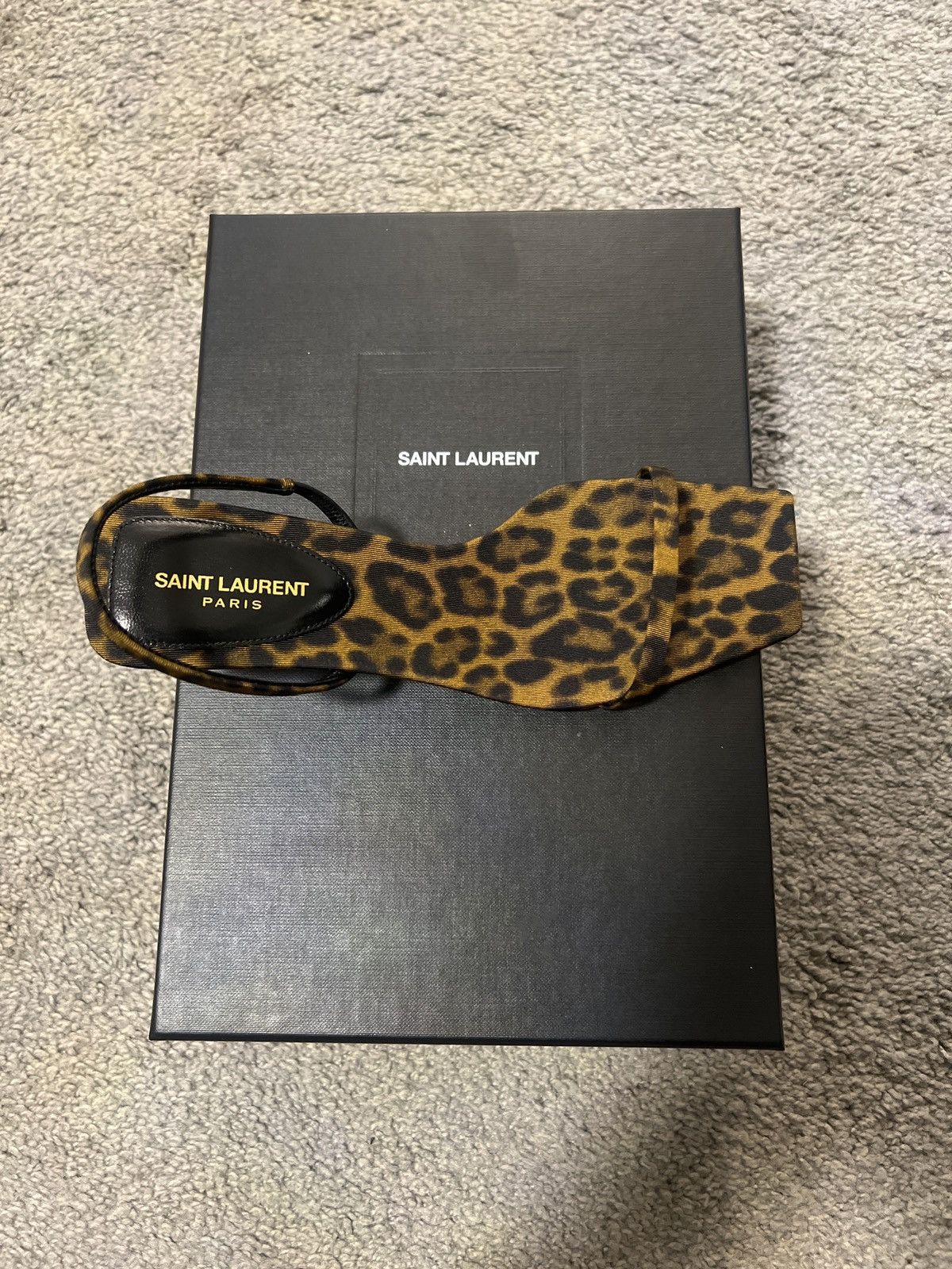 Yves Saint Laurent Leopard print open toe Slingback heel Size US 6.5 / IT 36.5 - 6 Thumbnail
