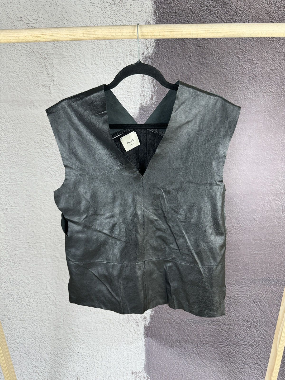 Designer × Genuine Leather Alysi creme black leather linen vest Size XS / US 0-2 / IT 36-38 - 1 Thumbnail